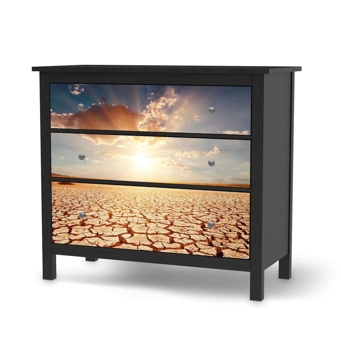 Möbelfolie Savanne - IKEA Hemnes Kommode 3 Schubladen - schwarz