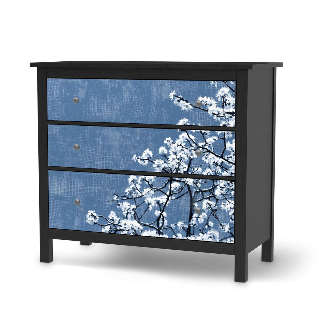 Möbelfolie Spring Tree - IKEA Hemnes Kommode 3 Schubladen - schwarz