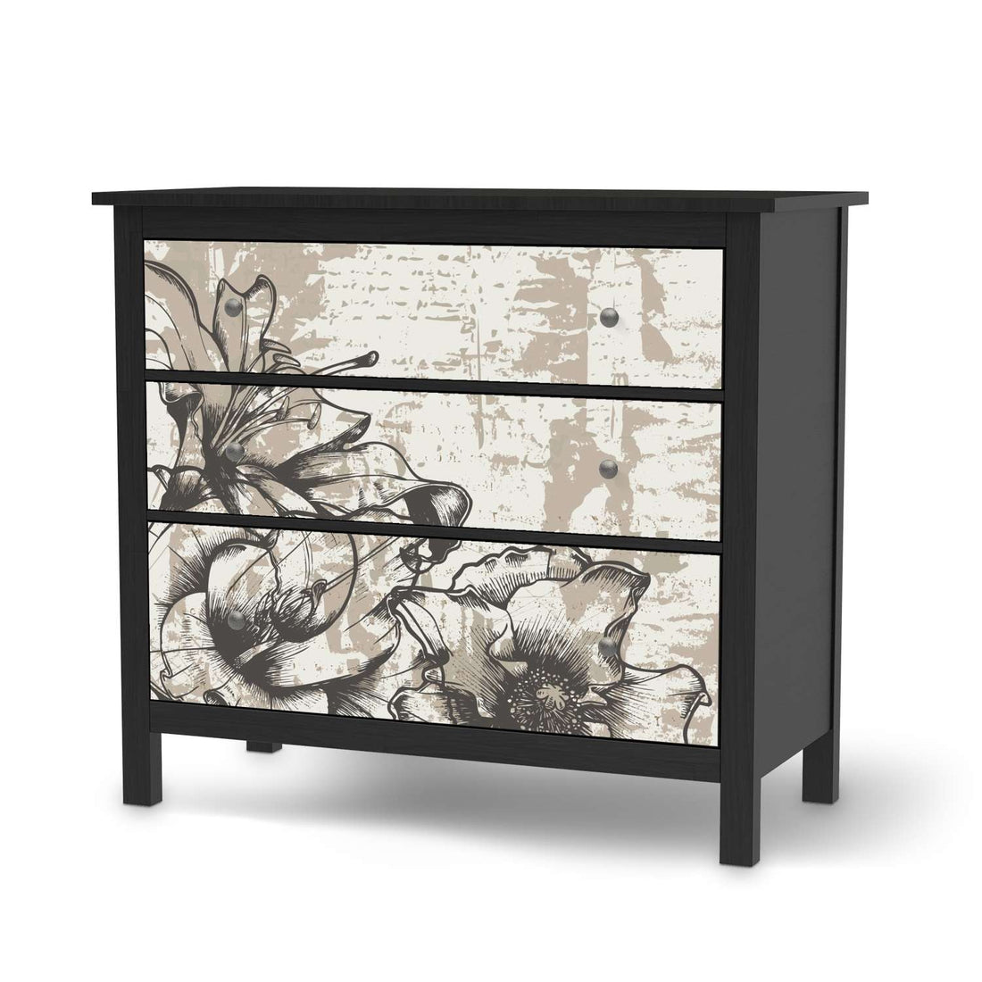 Möbelfolie Styleful Vintage 1 - IKEA Hemnes Kommode 3 Schubladen - schwarz