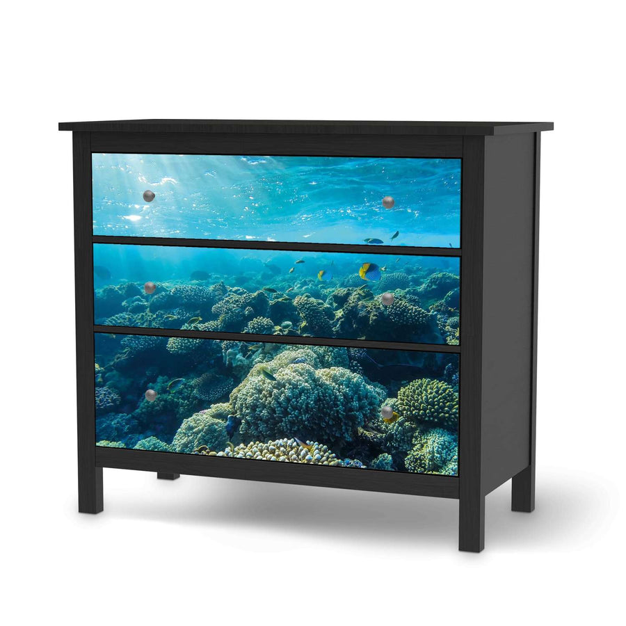 Möbelfolie Underwater World - IKEA Hemnes Kommode 3 Schubladen - schwarz