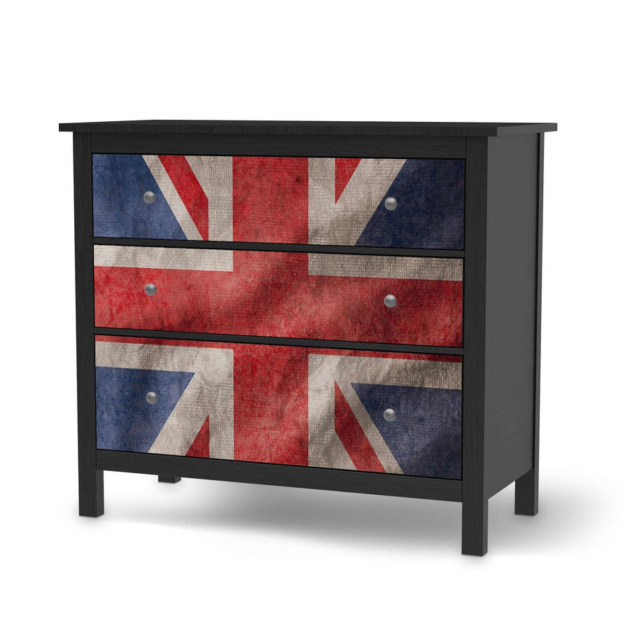 Möbelfolie Union Jack - IKEA Hemnes Kommode 3 Schubladen - schwarz