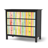 Möbelfolie Watercolor Stripes - IKEA Hemnes Kommode 3 Schubladen - schwarz