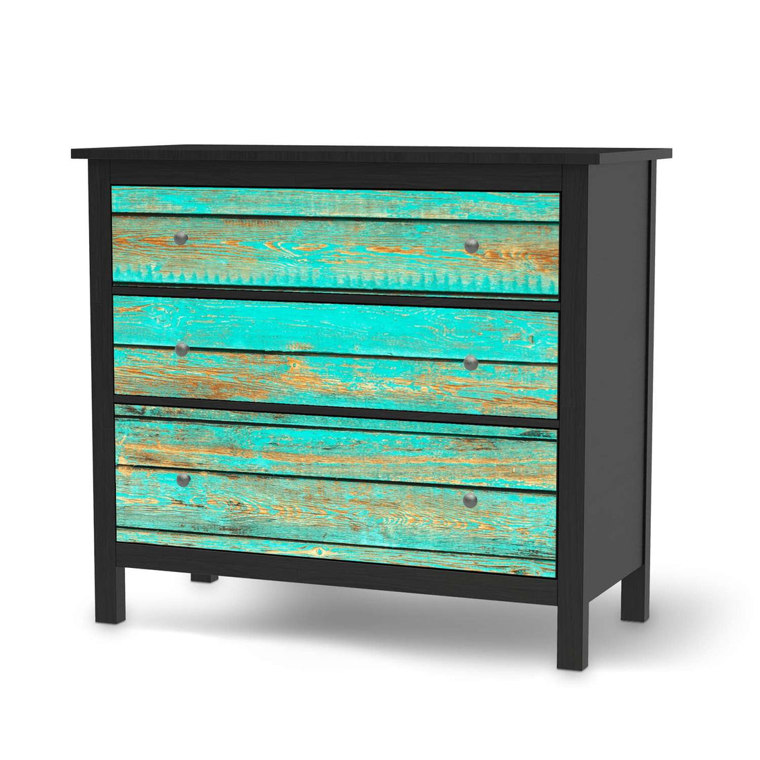 Möbelfolie Wooden Aqua - IKEA Hemnes Kommode 3 Schubladen - schwarz