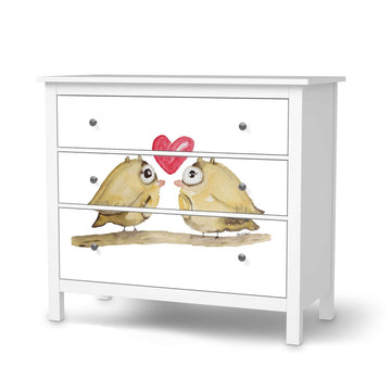 Möbelfolie 2 kleine Eulen - IKEA Hemnes Kommode 3 Schubladen  - weiss