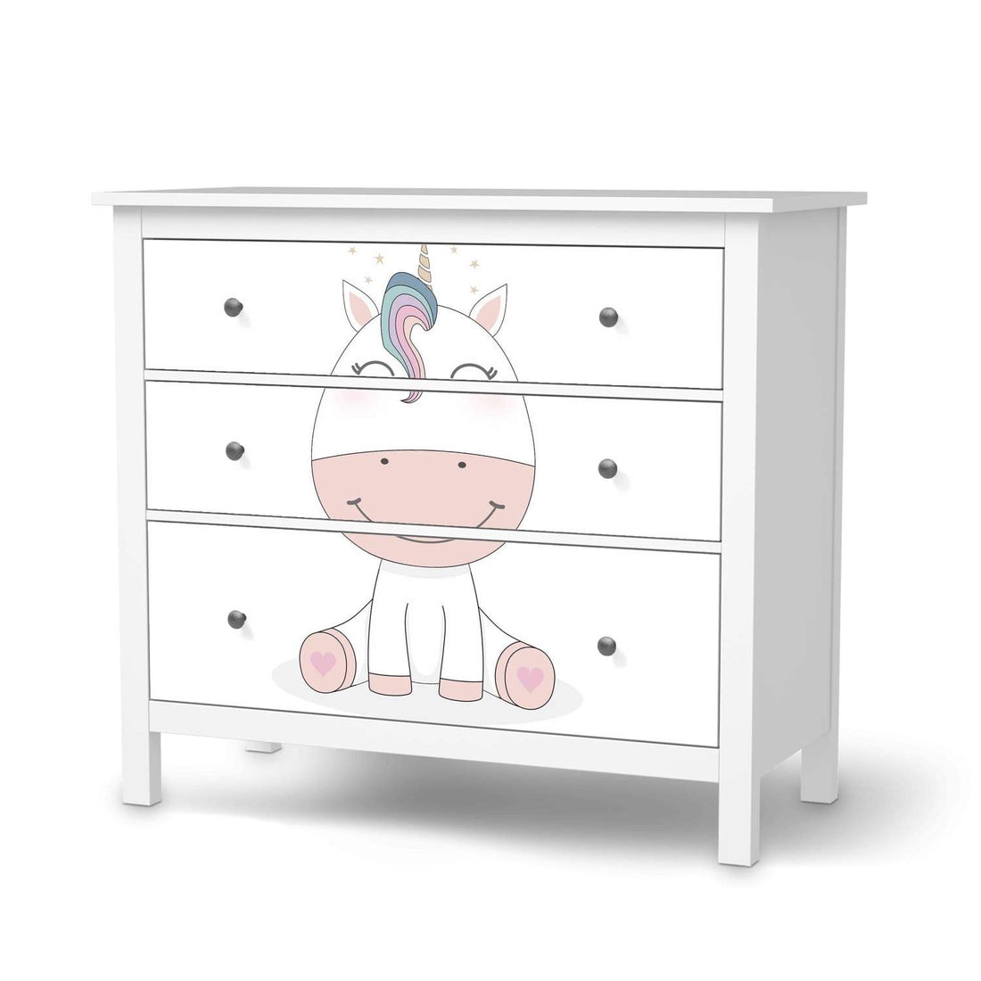 Möbelfolie Baby Unicorn - IKEA Hemnes Kommode 3 Schubladen  - weiss