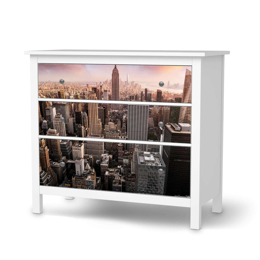 Möbelfolie Big Apple - IKEA Hemnes Kommode 3 Schubladen  - weiss
