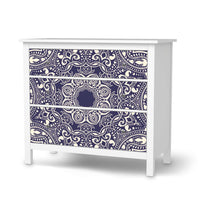 Möbelfolie Blue Mandala - IKEA Hemnes Kommode 3 Schubladen  - weiss
