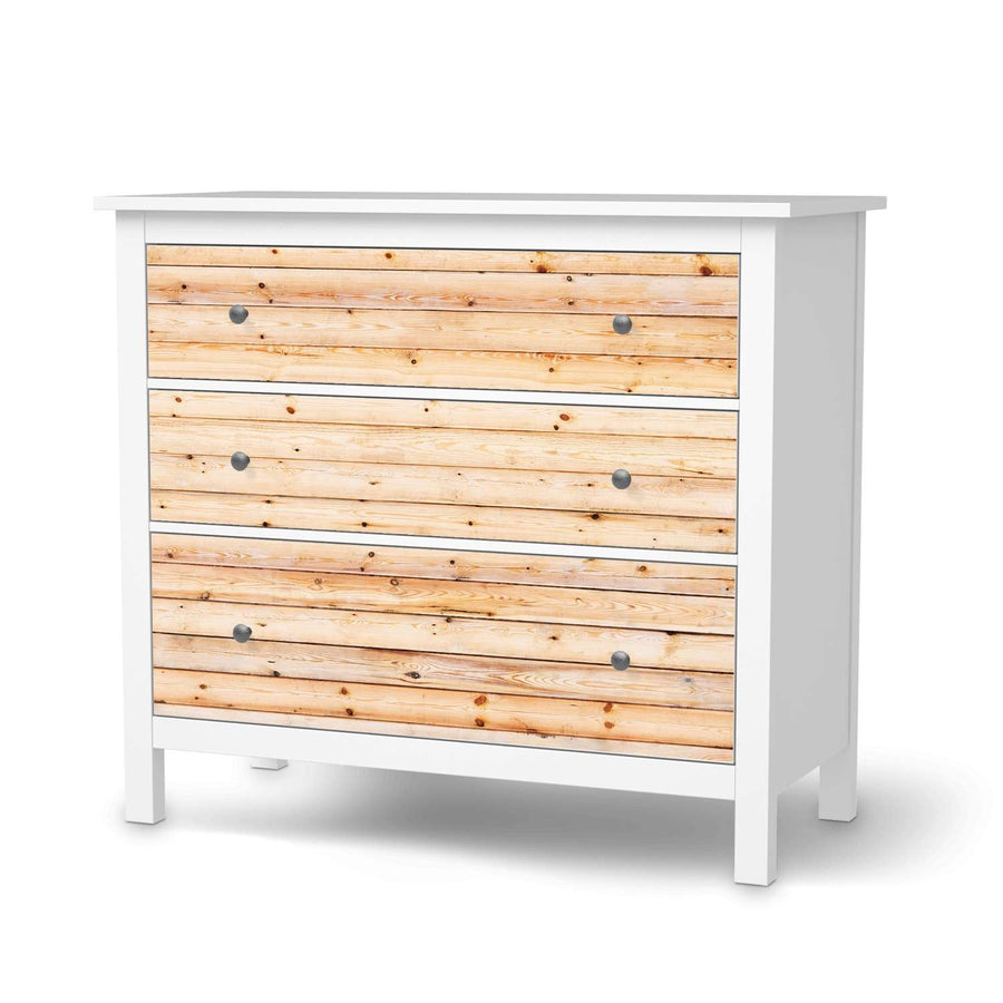 Möbelfolie Bright Planks - IKEA Hemnes Kommode 3 Schubladen  - weiss