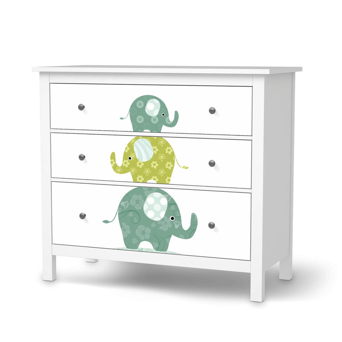 Klebefolie Elephants - IKEA Hemnes Kommode 6 Schubladen - weiss