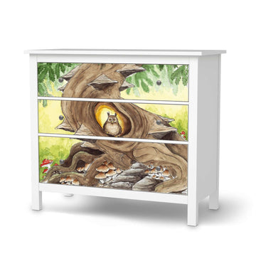 Möbelfolie Eulenbaum - IKEA Hemnes Kommode 3 Schubladen  - weiss