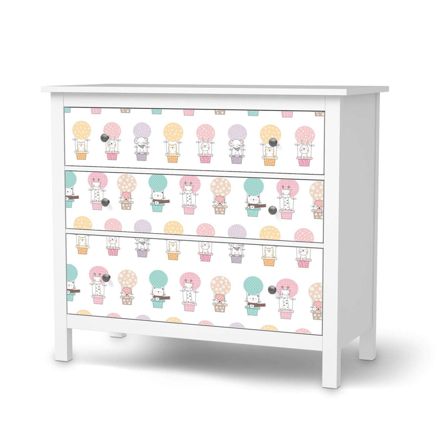 Möbelfolie Flying Animals - IKEA Hemnes Kommode 3 Schubladen  - weiss