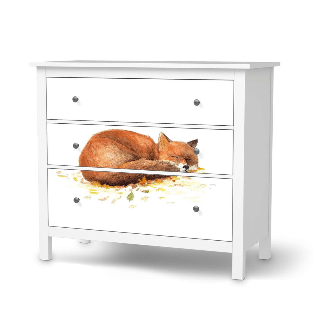 Möbelfolie Fuchs - IKEA Hemnes Kommode 3 Schubladen  - weiss