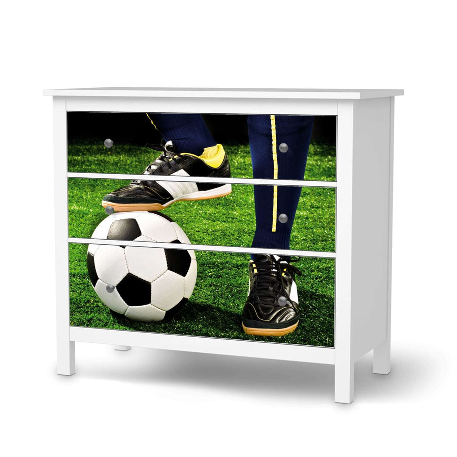 Möbelfolie Fussballstar - IKEA Hemnes Kommode 3 Schubladen  - weiss