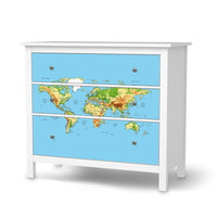 Möbelfolie Geografische Weltkarte - IKEA Hemnes Kommode 3 Schubladen  - weiss