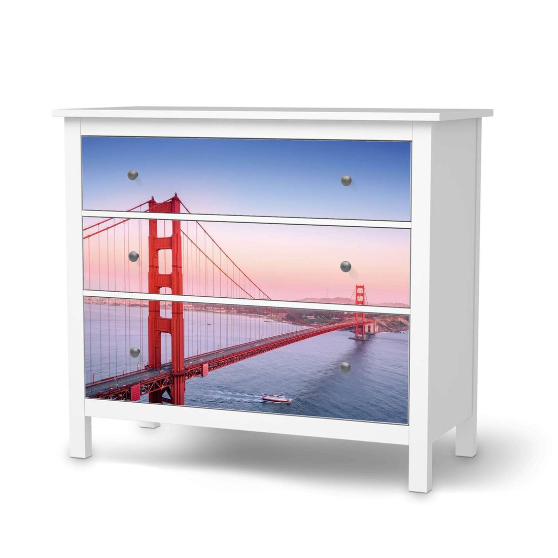 Möbelfolie Golden Gate - IKEA Hemnes Kommode 3 Schubladen  - weiss