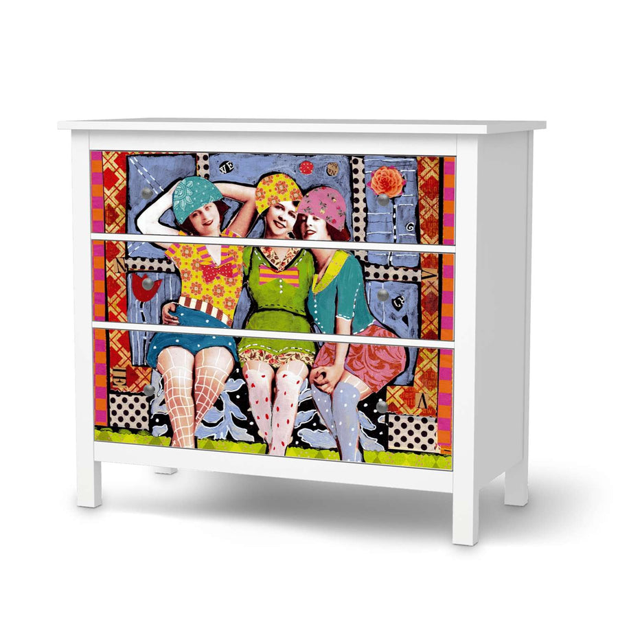 Möbelfolie Her mit dem schönen Leben - IKEA Hemnes Kommode 3 Schubladen  - weiss