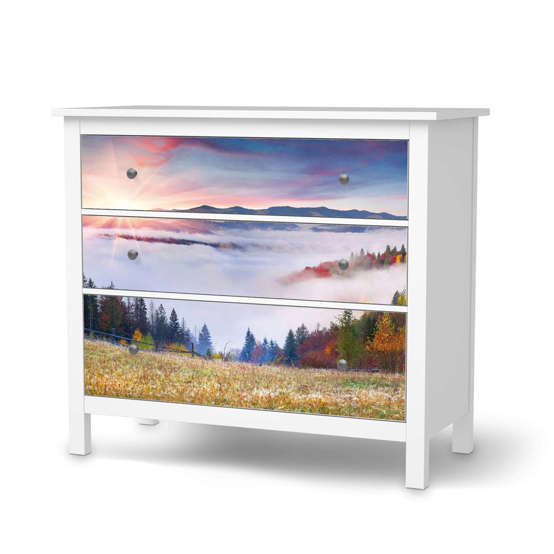 Möbelfolie Herbstwald - IKEA Hemnes Kommode 3 Schubladen  - weiss
