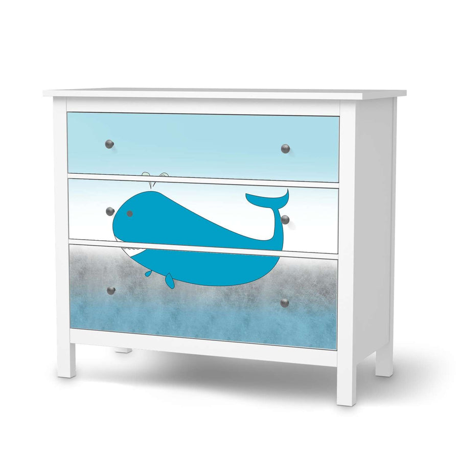 Möbelfolie Herr Wal - IKEA Hemnes Kommode 3 Schubladen  - weiss