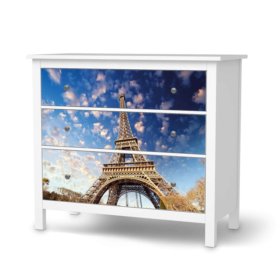 Möbelfolie La Tour Eiffel - IKEA Hemnes Kommode 3 Schubladen  - weiss