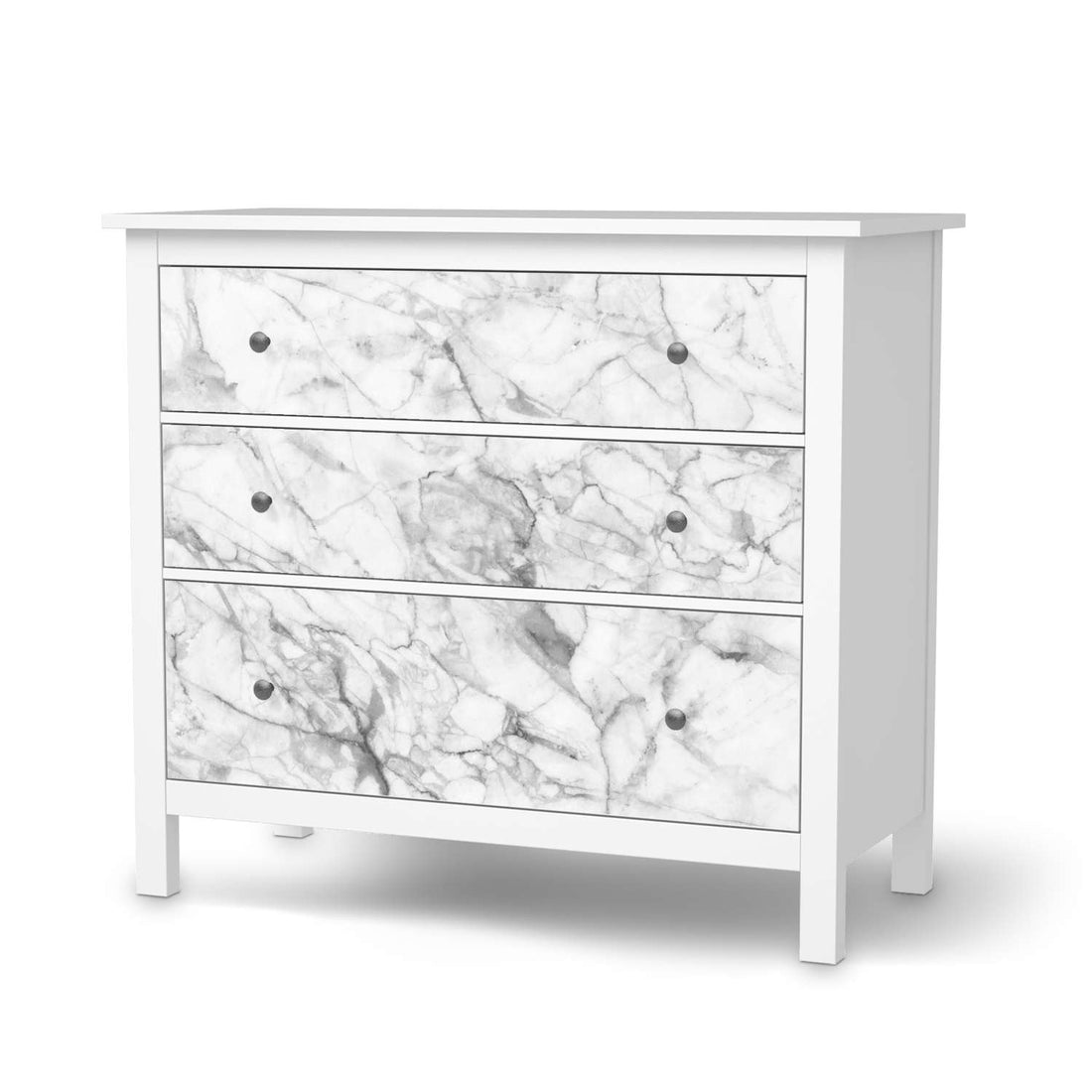 Möbelfolie Marmor weiß - IKEA Hemnes Kommode 3 Schubladen  - weiss