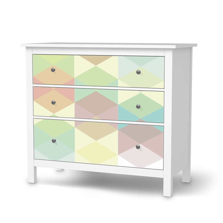 Möbelfolie Melitta Pastell Geometrie - IKEA Hemnes Kommode 3 Schubladen  - weiss