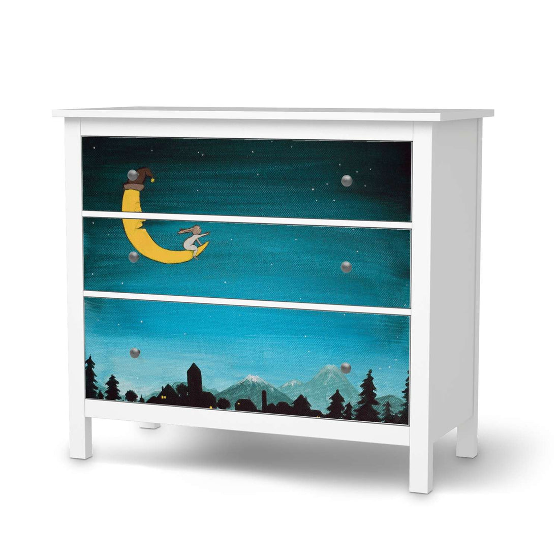 Möbelfolie Mondfahrt - IKEA Hemnes Kommode 3 Schubladen  - weiss