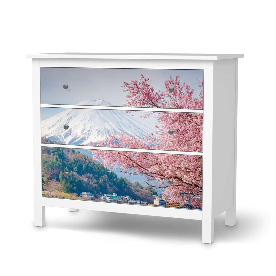 Möbelfolie Mount Fuji - IKEA Hemnes Kommode 3 Schubladen  - weiss