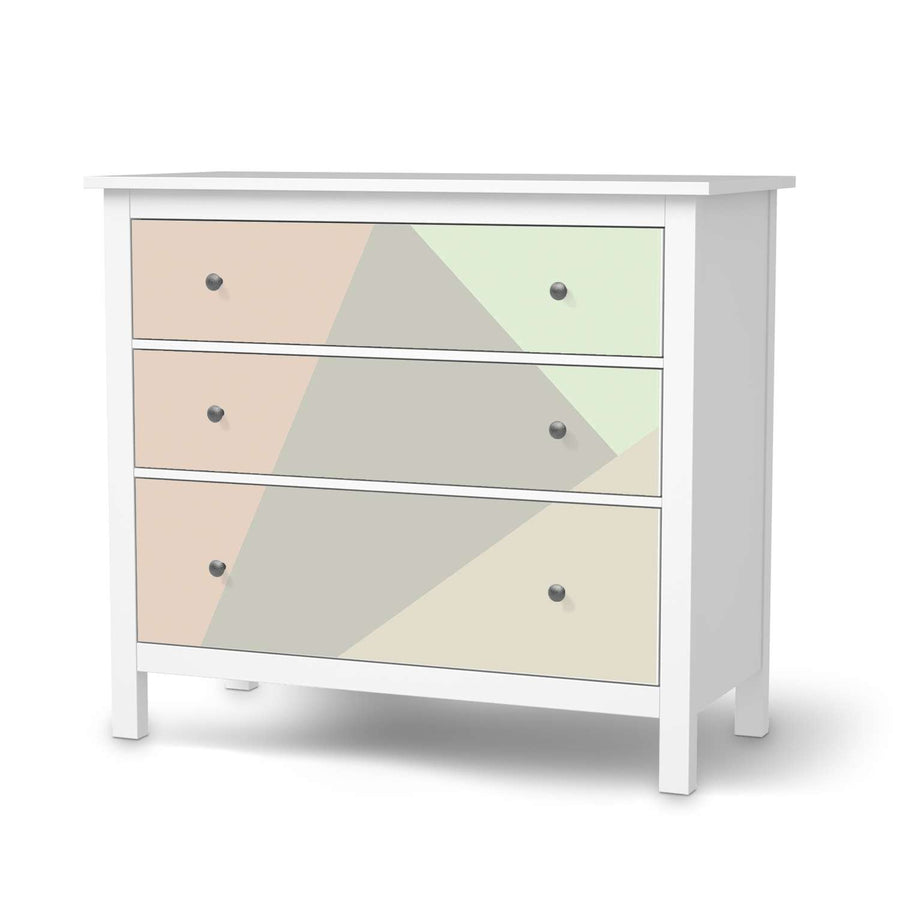 Möbelfolie Pastell Geometrik - IKEA Hemnes Kommode 3 Schubladen  - weiss
