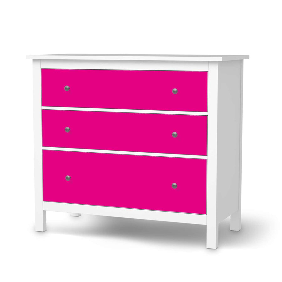 Möbelfolie Pink Dark - IKEA Hemnes Kommode 3 Schubladen  - weiss