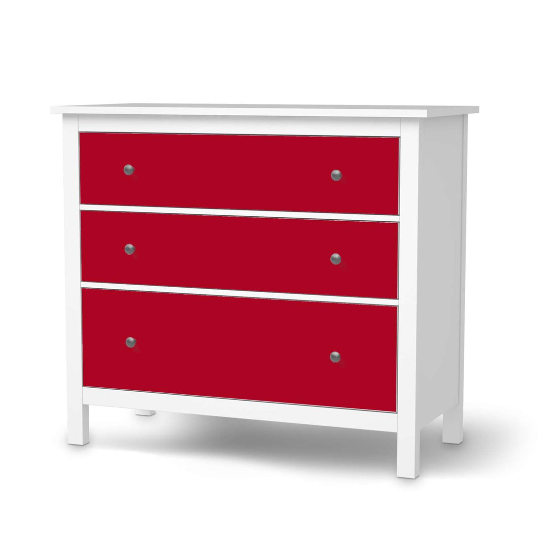 Möbelfolie Rot Dark - IKEA Hemnes Kommode 3 Schubladen  - weiss