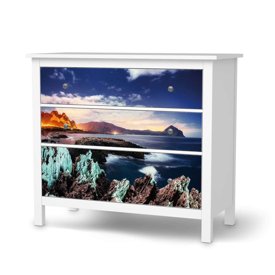 Möbelfolie Seaside - IKEA Hemnes Kommode 3 Schubladen  - weiss