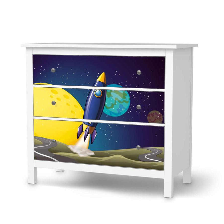 Möbelfolie Space Rocket - IKEA Hemnes Kommode 3 Schubladen  - weiss