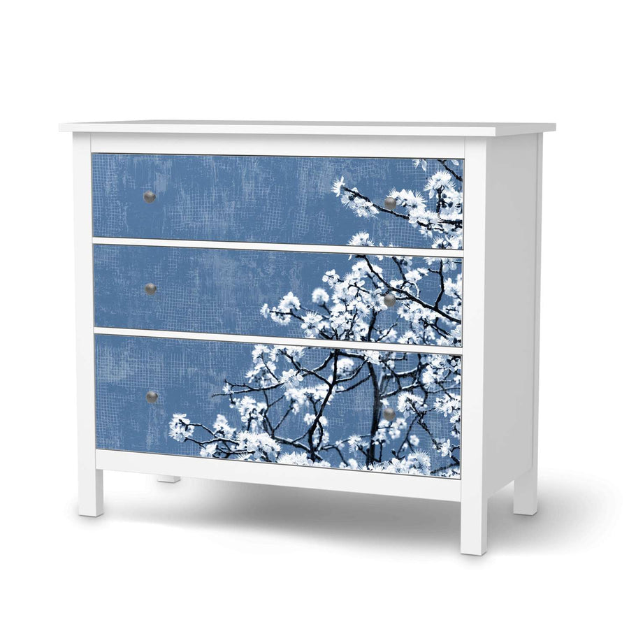 Möbelfolie Spring Tree - IKEA Hemnes Kommode 3 Schubladen  - weiss