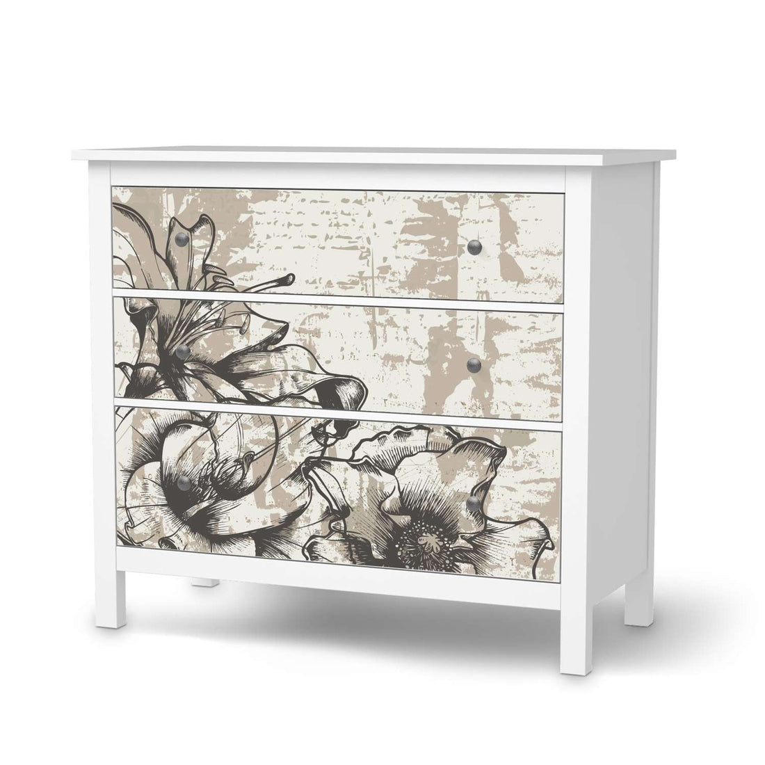 Möbelfolie Styleful Vintage 1 - IKEA Hemnes Kommode 3 Schubladen  - weiss