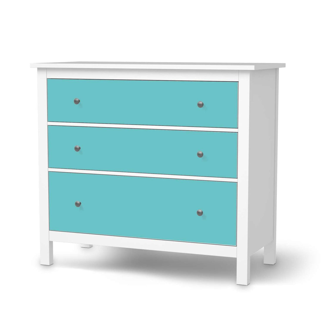 Möbelfolie Türkisgrün Light - IKEA Hemnes Kommode 3 Schubladen  - weiss