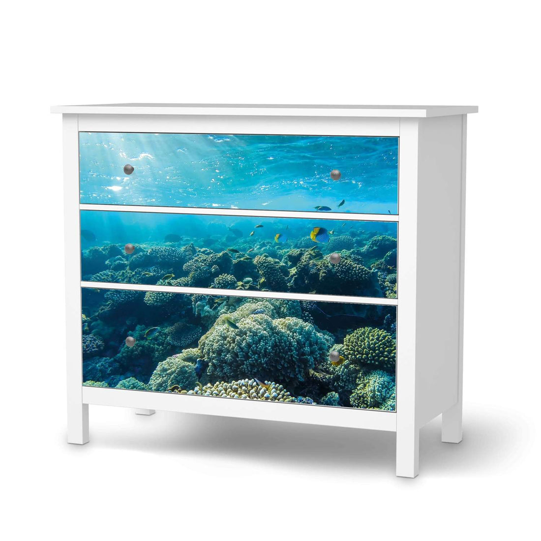 Möbelfolie Underwater World - IKEA Hemnes Kommode 3 Schubladen  - weiss