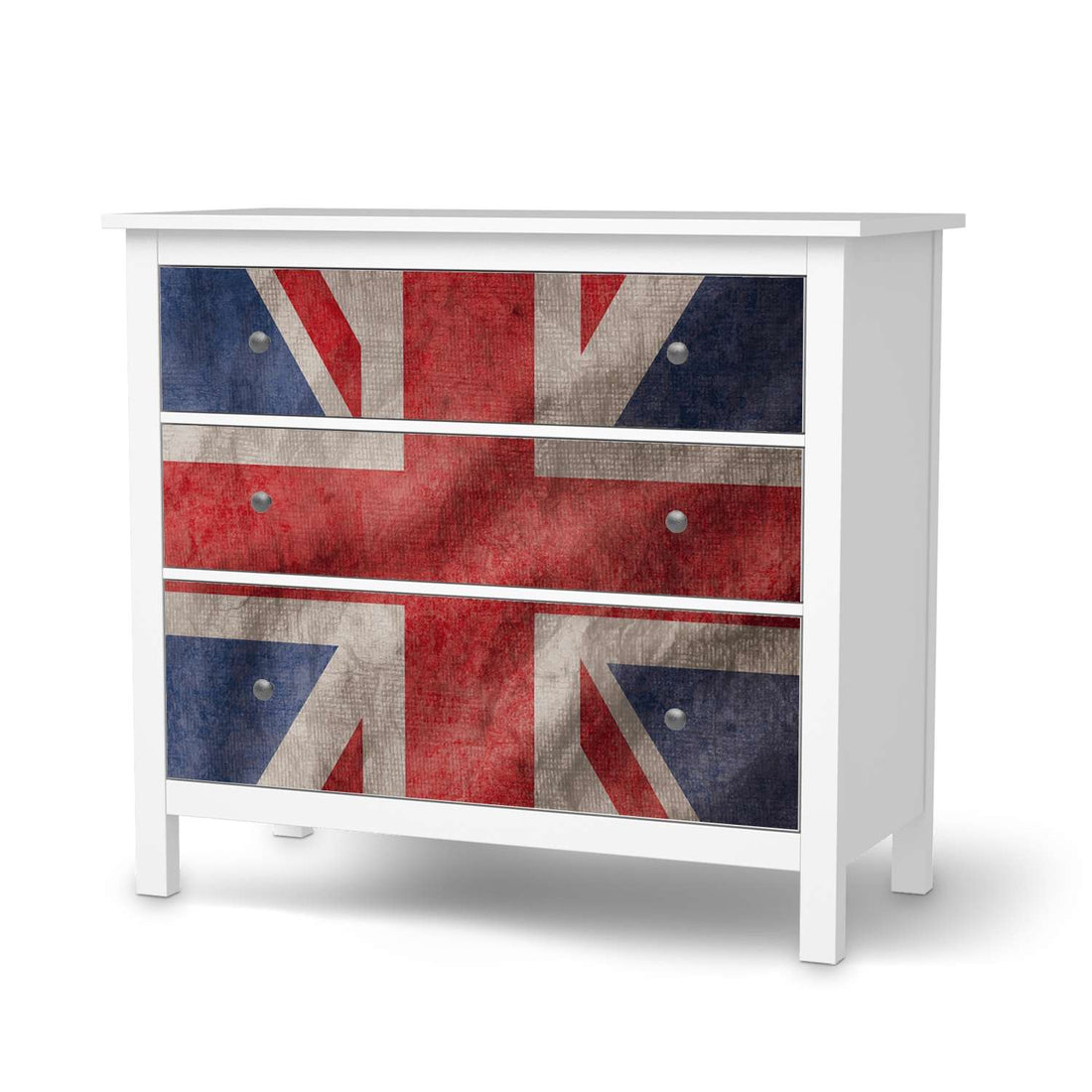 Möbelfolie Union Jack - IKEA Hemnes Kommode 3 Schubladen  - weiss