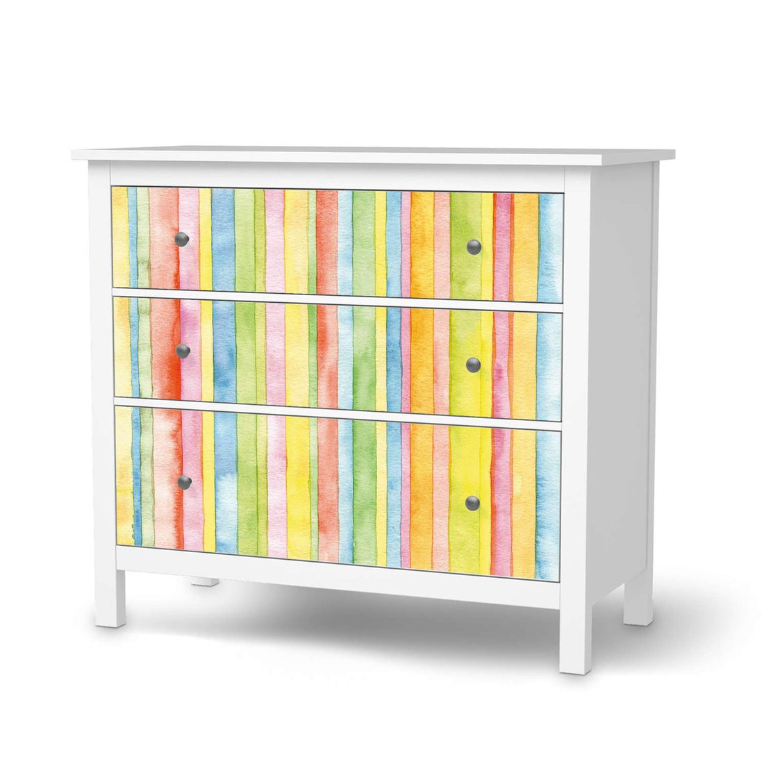 Möbelfolie Watercolor Stripes - IKEA Hemnes Kommode 3 Schubladen  - weiss
