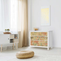 Möbelfolie 3D Retro - IKEA Hemnes Kommode 3 Schubladen - Wohnzimmer