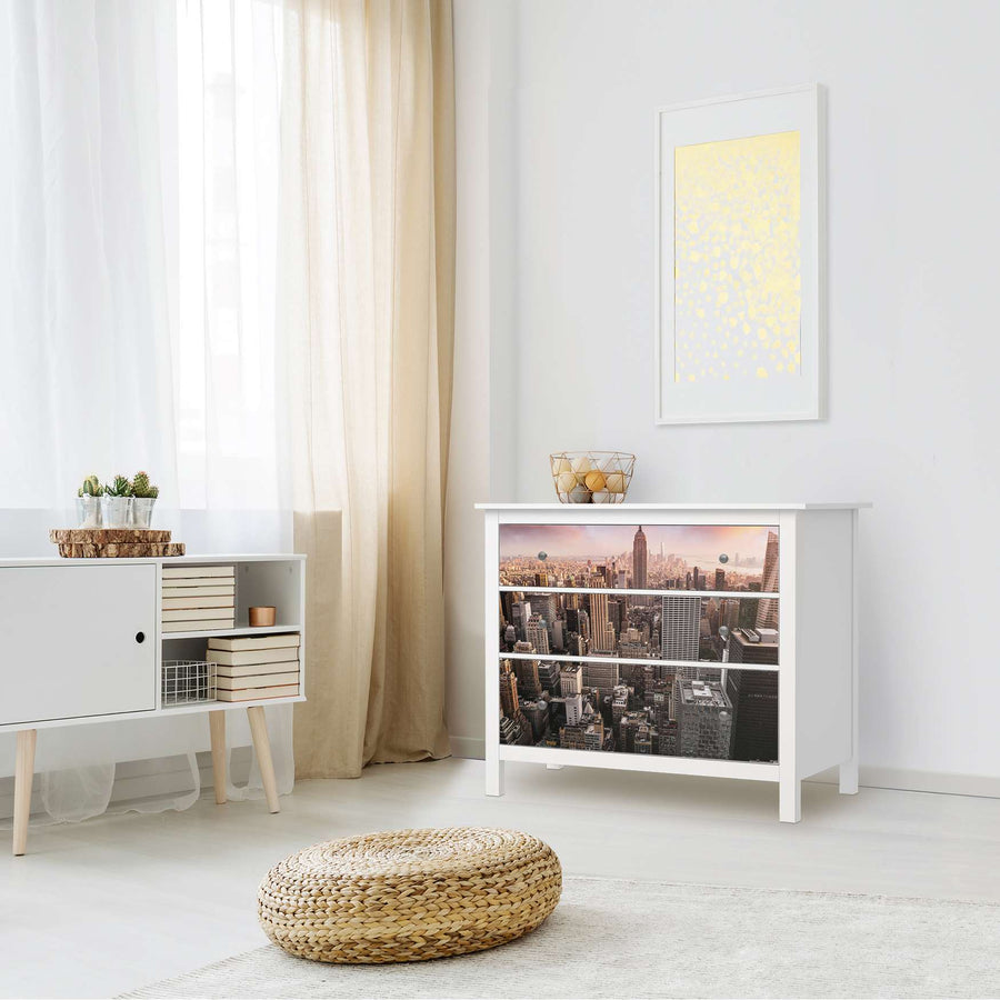 Möbelfolie Big Apple - IKEA Hemnes Kommode 3 Schubladen - Wohnzimmer