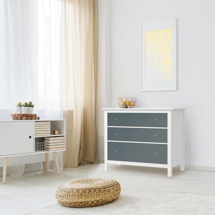 Möbelfolie Blaugrau Light - IKEA Hemnes Kommode 3 Schubladen - Wohnzimmer