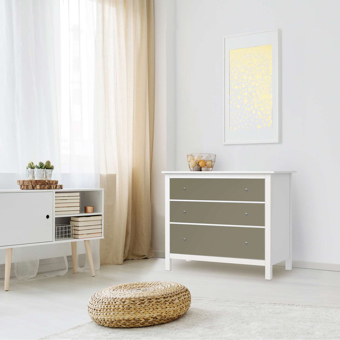 Möbelfolie Braungrau Light - IKEA Hemnes Kommode 3 Schubladen - Wohnzimmer