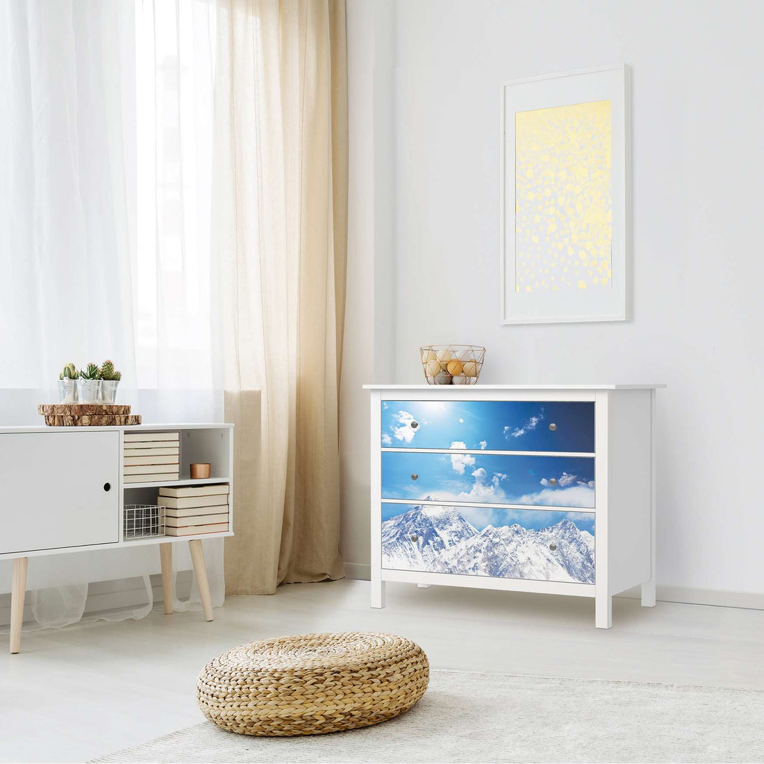 Möbelfolie Everest - IKEA Hemnes Kommode 3 Schubladen - Wohnzimmer