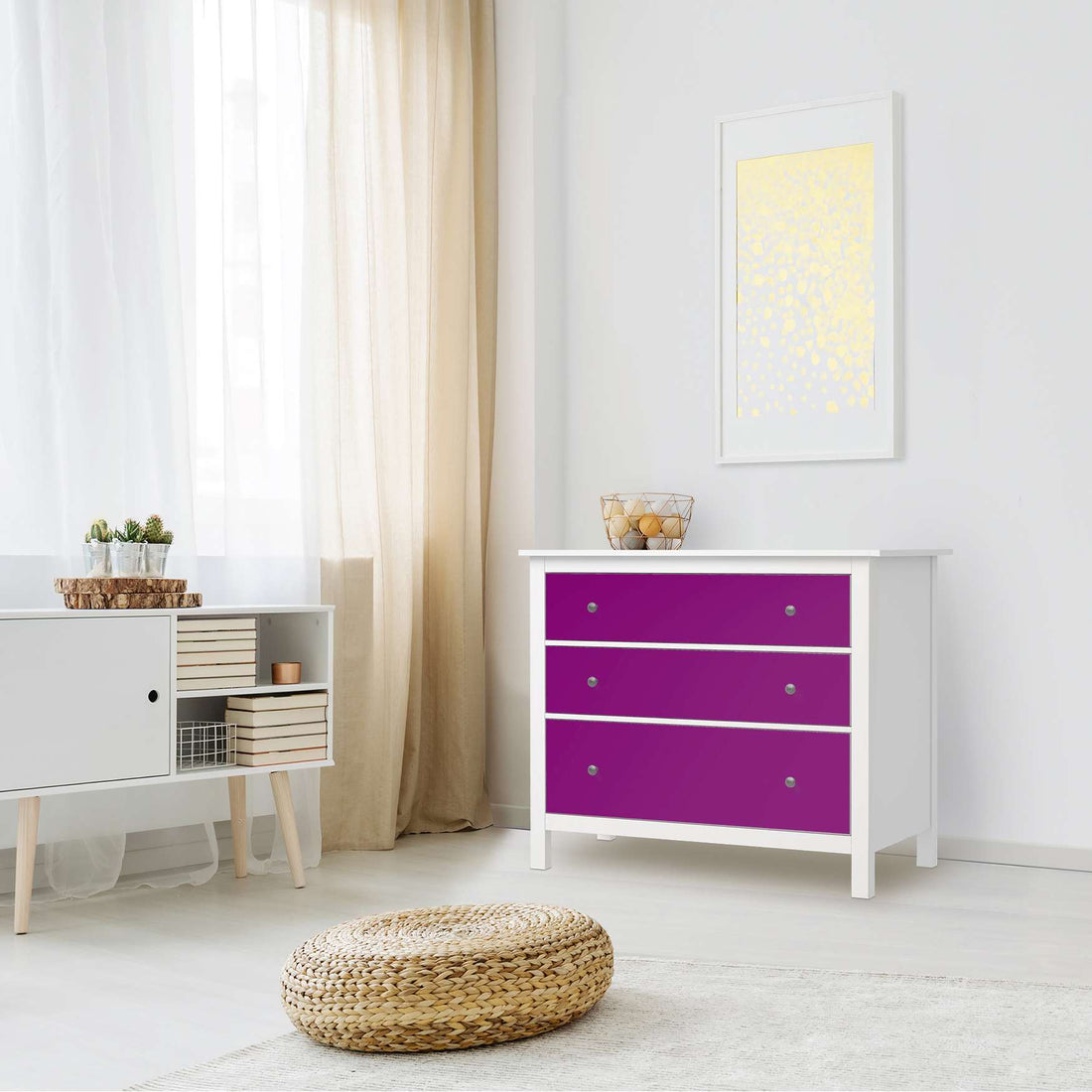 Möbelfolie Flieder Dark - IKEA Hemnes Kommode 3 Schubladen - Wohnzimmer