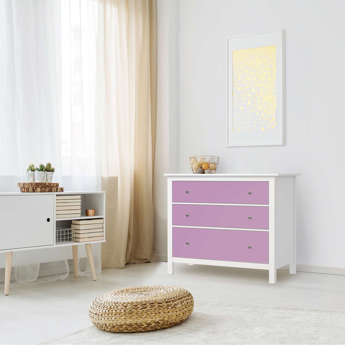 Möbelfolie Flieder Light - IKEA Hemnes Kommode 3 Schubladen - Wohnzimmer
