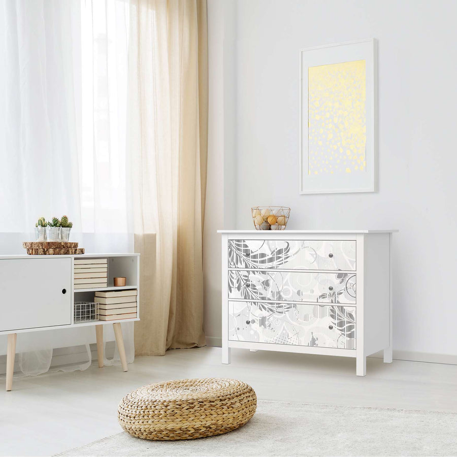 Möbelfolie Florals Plain 2 - IKEA Hemnes Kommode 3 Schubladen - Wohnzimmer