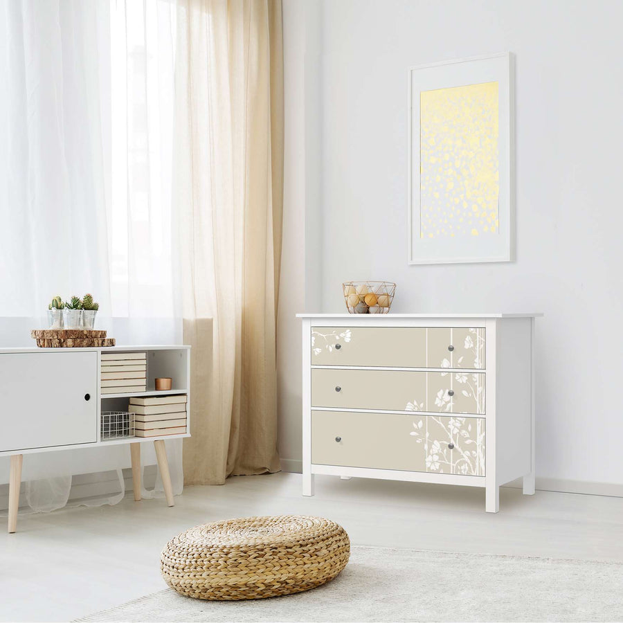 Möbelfolie Florals Plain 3 - IKEA Hemnes Kommode 3 Schubladen - Wohnzimmer
