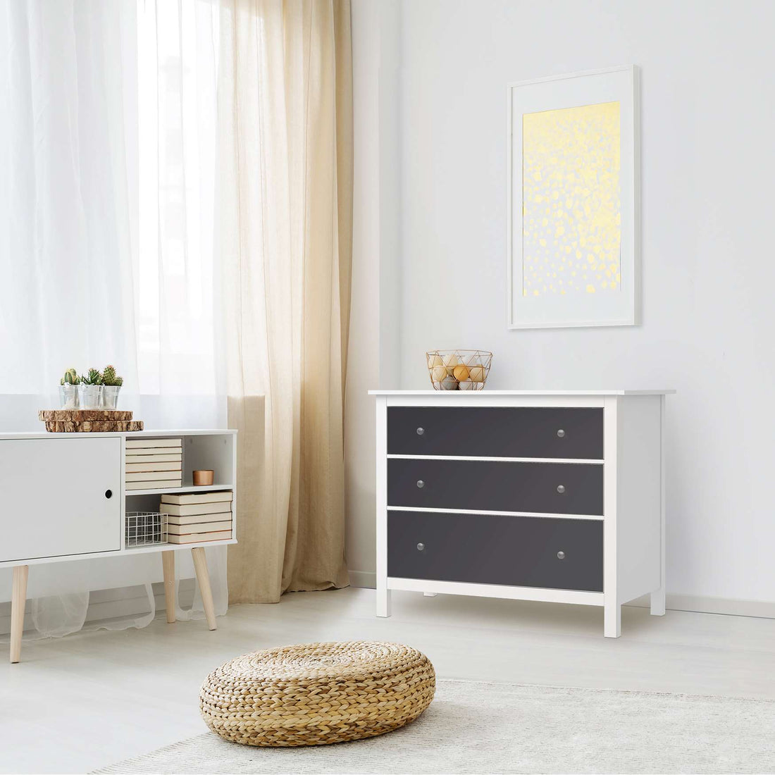 Möbelfolie Grau Dark - IKEA Hemnes Kommode 3 Schubladen - Wohnzimmer