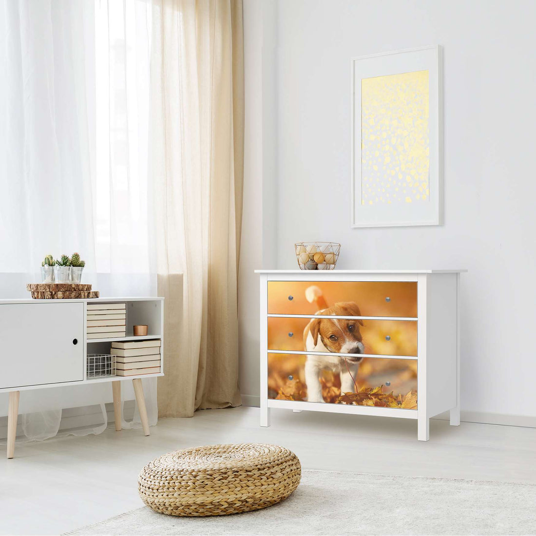 Möbelfolie Jack the Puppy - IKEA Hemnes Kommode 3 Schubladen - Wohnzimmer