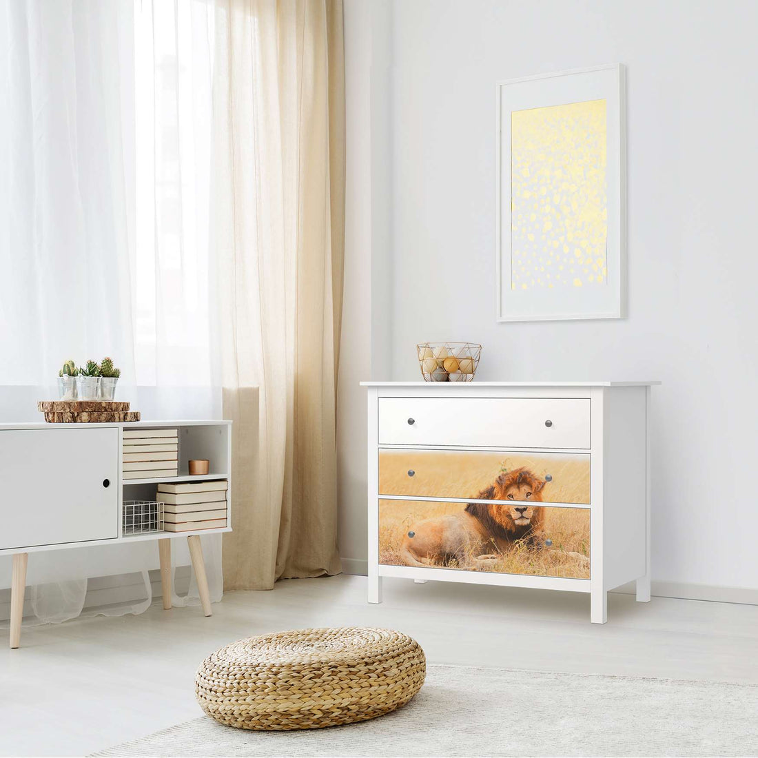 Möbelfolie Lion King - IKEA Hemnes Kommode 3 Schubladen - Wohnzimmer